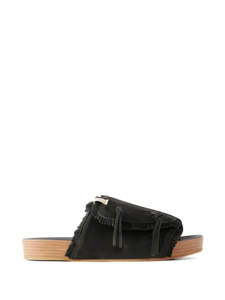Papuci Visvim cu franjuri din piele negru