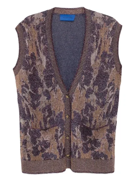 Cardigan Mes Demoiselles fără mâneci cu model floral violet