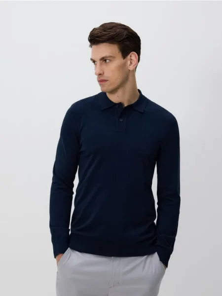 Reserved sweter polo granatowy