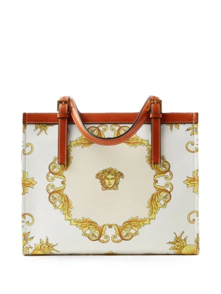 Geantă shopper Versace din canvas alb