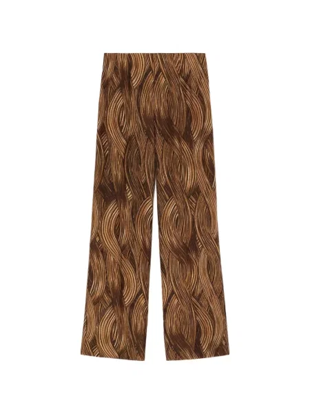 Pantaloni Retori de mătase cu imagine maro