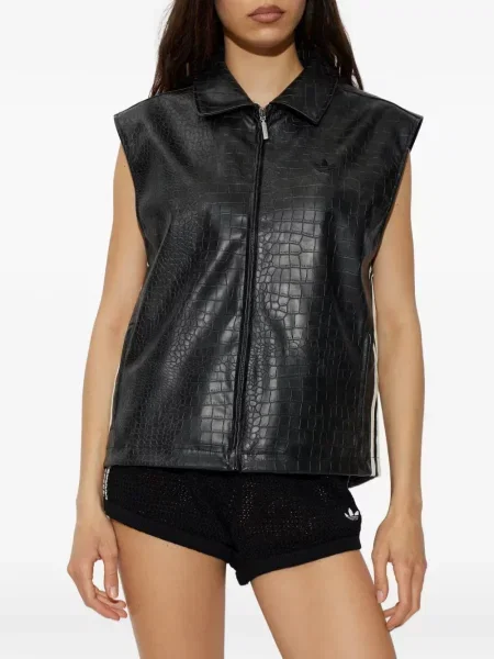 Дънков елек Adidas на райета с връзки с дантела бяло