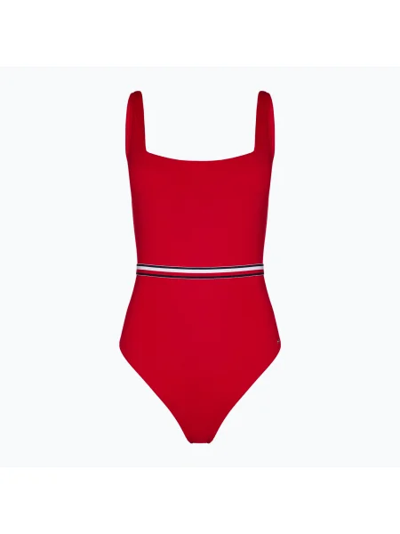 Дамски бански костюм от една част Tommy Hilfiger с квадратно деколте primary red червено