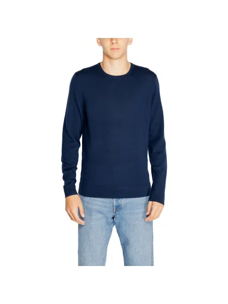 Pulover Calvin Klein Jeans din lână merinos cu decolteu în U
