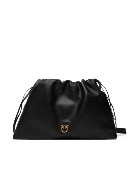 Usnjena pisemska torbica Pinko črna