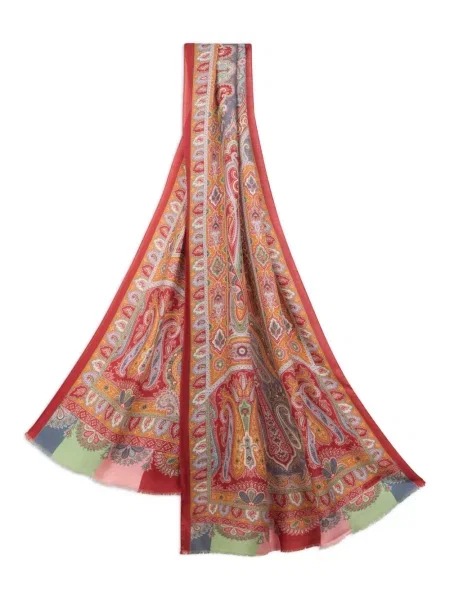 Fular Etro cu model paisley portocaliu
