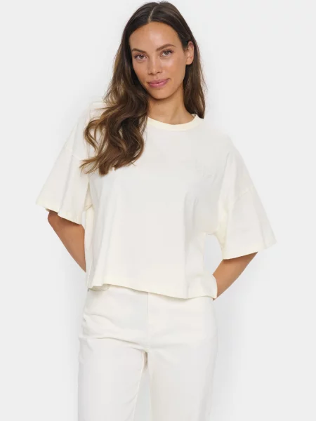 SAINT TROPEZ Tricou Jalinu murdar alb