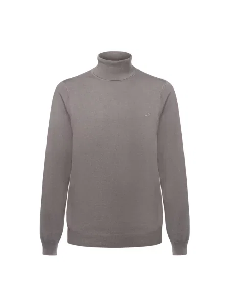 Sweter z golfem Sun68 wełniany szary