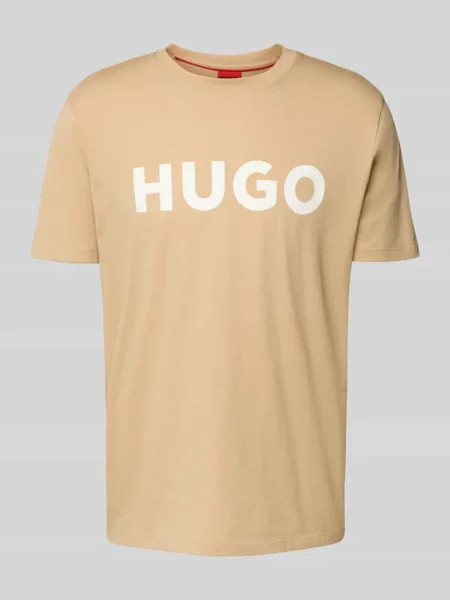 T-shirt z nadrukiem z logo model ‘DULIVIO’ Hugo beżowa