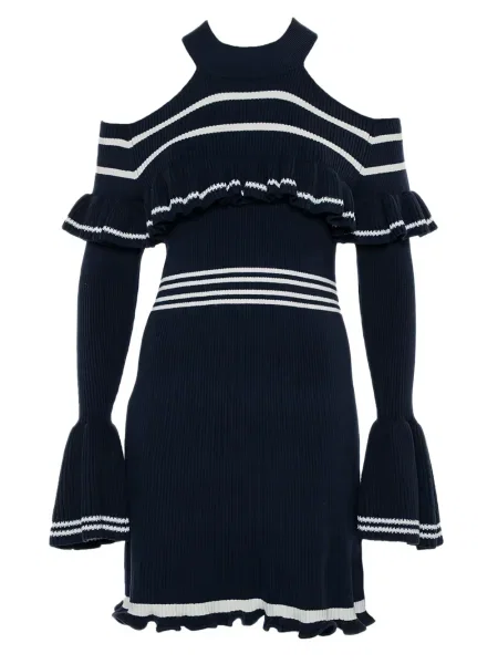 Rochie mini Self-portrait cu volane de costum albastru