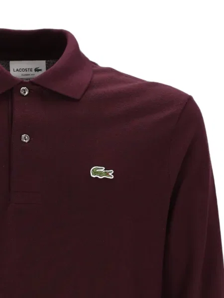 Lung tricou polo Lacoste cu autograf maro