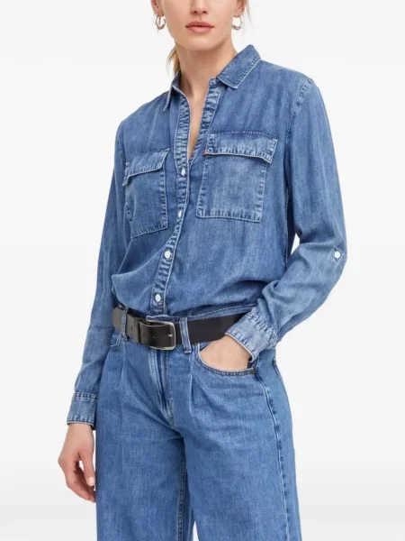 Curea Levi's® cu broderie cu cataramă cu dungi albastru