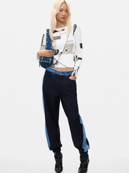 Desigual Nohavice námornícka / denim modrá