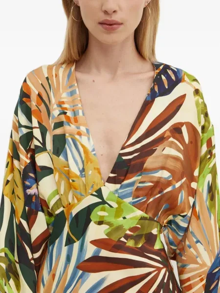 Rochie Never Fully Dressed cu imagine cu decolteu în V de costum verde