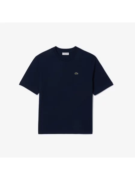 Lacoste T-Shirt Relaxed Fit Z Lekkiego Bawełnianego Dżerseju Pima granatowa