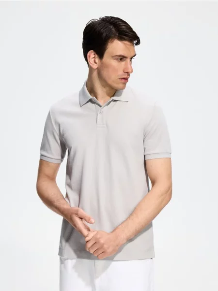 Reserved Tricou polo regular fit deschis gri
