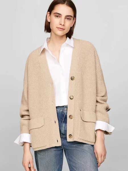 Вовняний кардиган Tommy Hilfiger бежевий