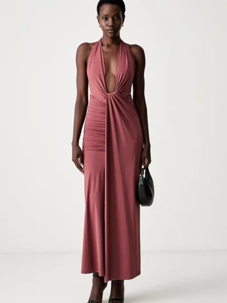 Bardot rochie drapată INES roz
