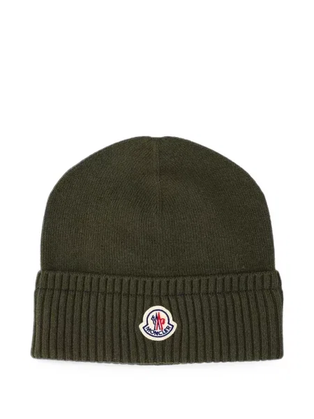 Căciulă Moncler tricotate cu autograf verde