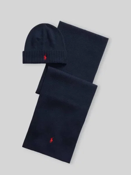Szal Polo Ralph Lauren wełniana granatowa
