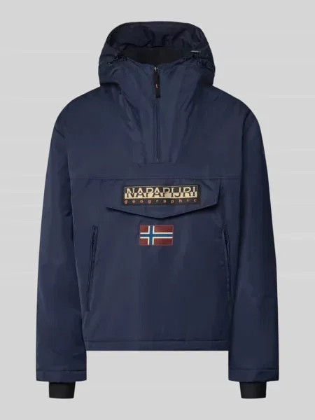 Kurtka Napapijri z kapturem granatowa