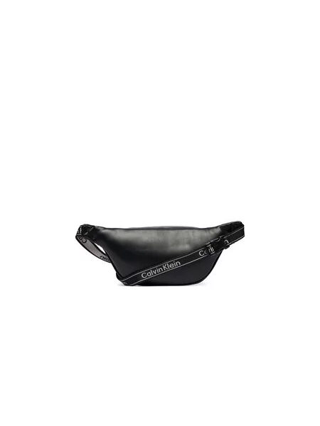 Torbica za okrog pasu﻿ Calvin Klein Bold Logo Webbing Waistbag Črna bela