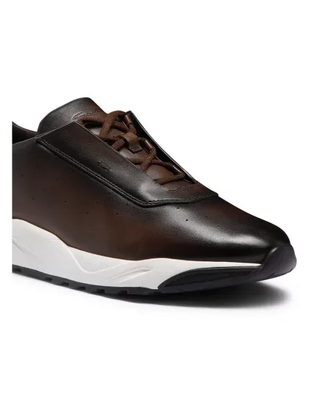 Sneakersy Santoni skórzane brązowe