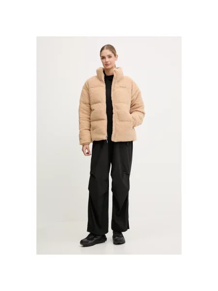 Columbia kurtka Puffect Sherpa zimowa oversize beżowy