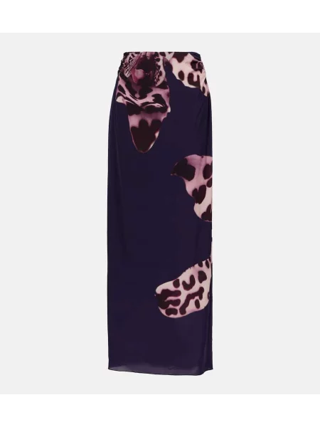 Maksi spódnica maxi Dries Van Noten z nadrukiem niebieska