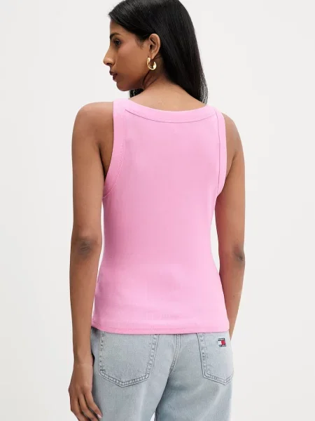 Top Tommy Jeans o skróconej długości różowy