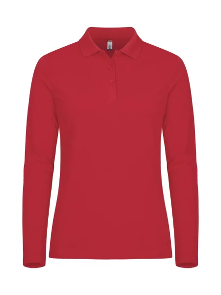 Clique Manhattan L/S polo z długim rękawem – Red czerwone