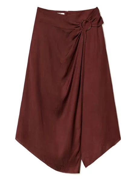 Fustă midi Twinset din jacard până la genunchi maro