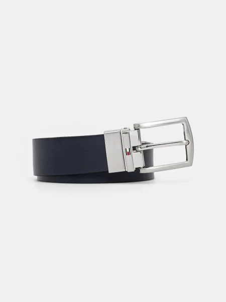 Tommy Hilfiger Usnjen dvostranski pas modra