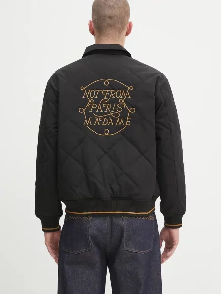 Drôle de Monsieur geacă La Veste Slogan Tresses de iarna negru