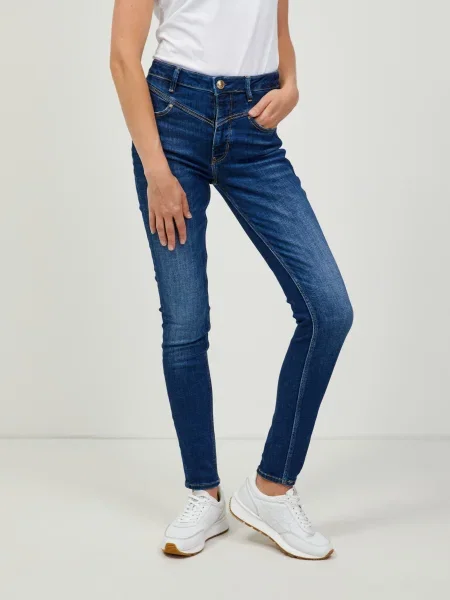 Jeansy skinny Guess z wysoką talią niebieskie
