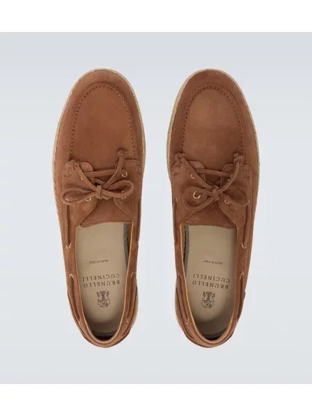 Pantofi loafer Brunello Cucinelli din piele de căprioară maro