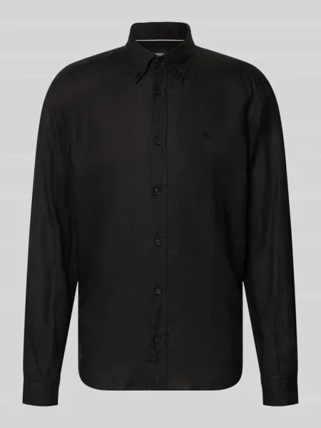 Koszula casualowa o kroju regular fit z czystego lnu model LIAM' Boss czarna