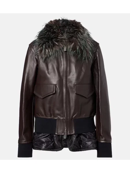 Geanta de piele Sacai maro