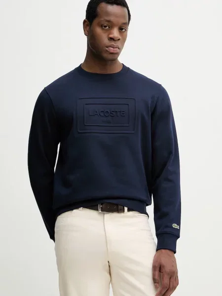 Bombažen pulover Lacoste modra