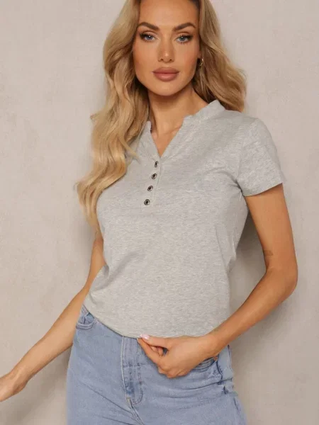 T-shirt z przy Dekolcie Wialina szary