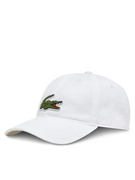 Шапка с козирка Lacoste с апликация бяло