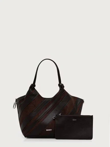 DKNY geantă shopper pentru femei cu imitație de piele întoarsă maro