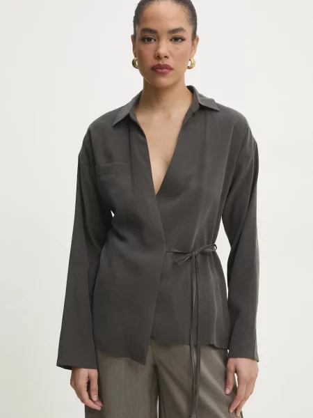 Блуза Answear Lab с изчистен дизайн сиво