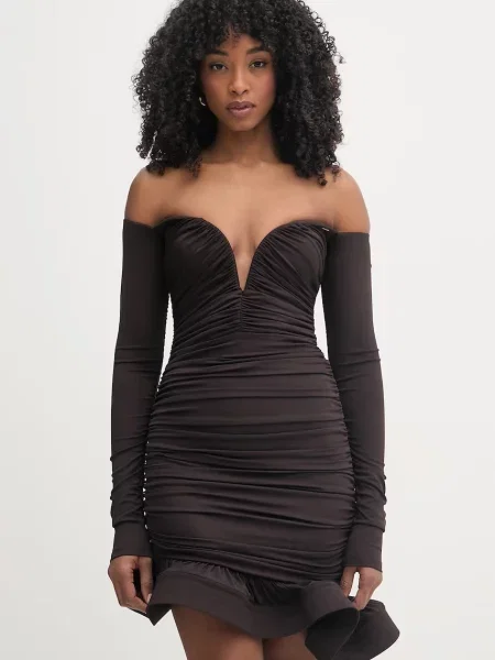 Elisabetta Franchi sukienka asymetryczna brązowa