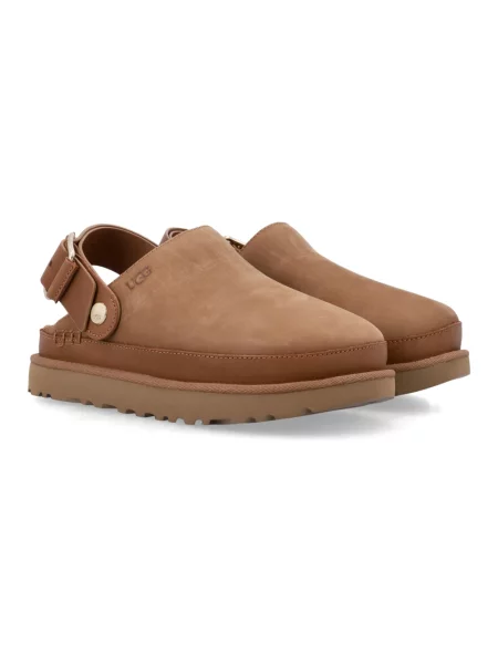 Klapki Ugg z paskiem na platformie brązowe