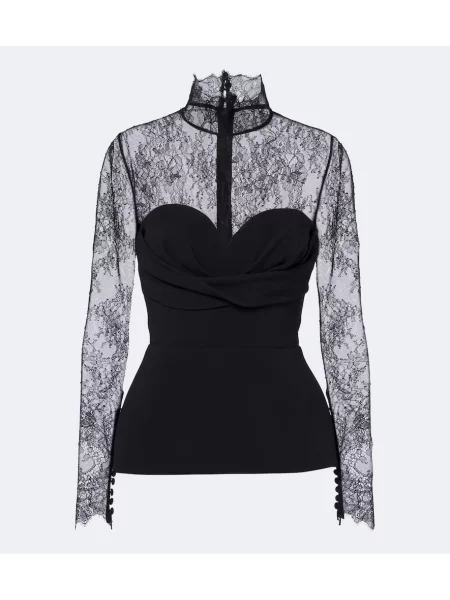 Top Elie Saab din dantelă negru