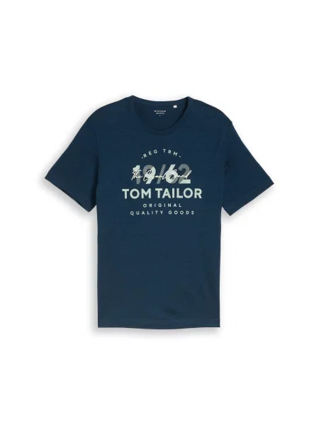 TOM TAILOR Tricou bleumarin / pastel albastru