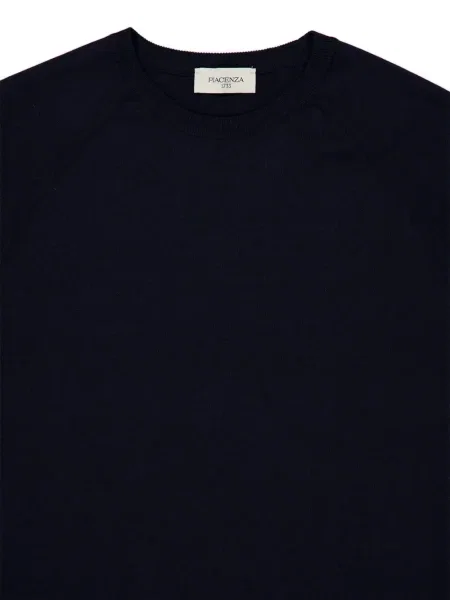 Кашмирен къс пуловер Piacenza Cashmere с кръгло деколте синьо