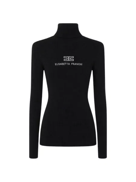 Pulover Elisabetta Franchi cu broderie negru