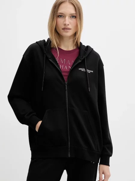 Armani Exchange hanorac de cu glugă uni negru